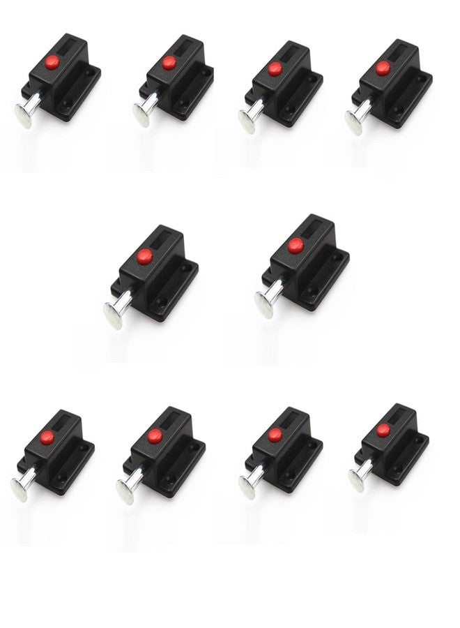 Valajogi 10 Pcs Automatic Spring Loaded Door Latch Lock ABS Plastic Push Security Bolt for Windows Cabinets Drawers Kitchen Furniture Sliding Locks Home Safety & Window Cabinet Drawer (Black) - Image 2
